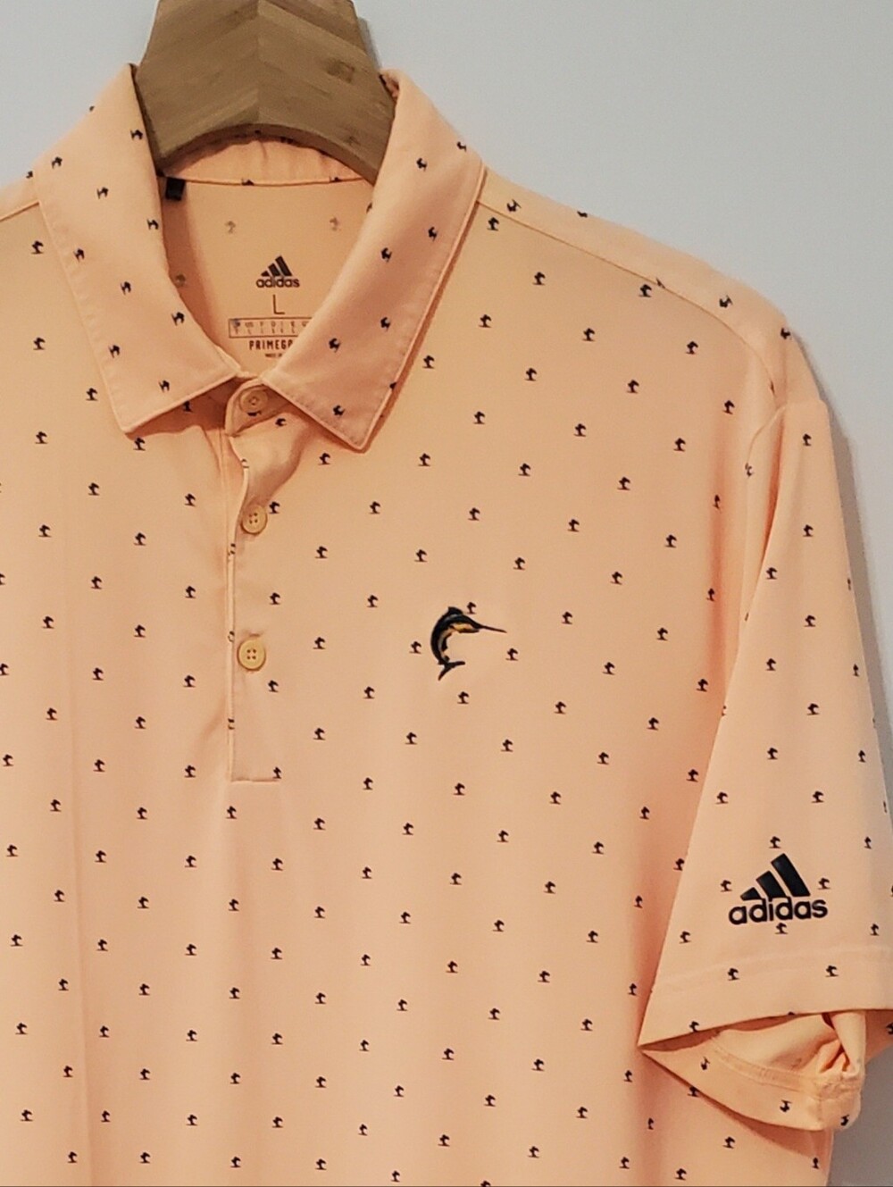 Adidas Primegreen Golf Polo Shirt Tangerine Print Mens Large